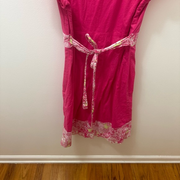 Lilly Pulitzer white label medium vintage Pink Floral Trim V-Neck Dress - Picture 9 of 16